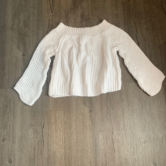 Lulus Sweaters - Lulu’s Off the Shoulder Cropped White Sweater